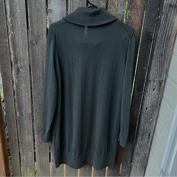 COS 100% Wool Cowl Neck Tulip Overlay Sweater Dress In Gray Green Sz M - Picture 2 of 11